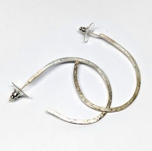 Handcrafted Hammered Sterling Silver Open Hoops